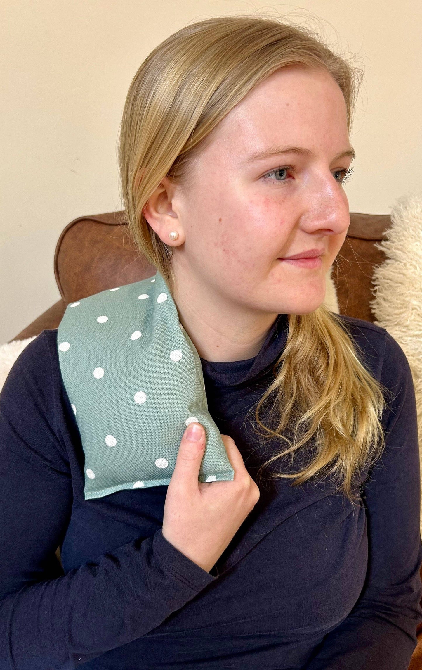 Dotty Teal Cotton Wheat Bag: Lavender