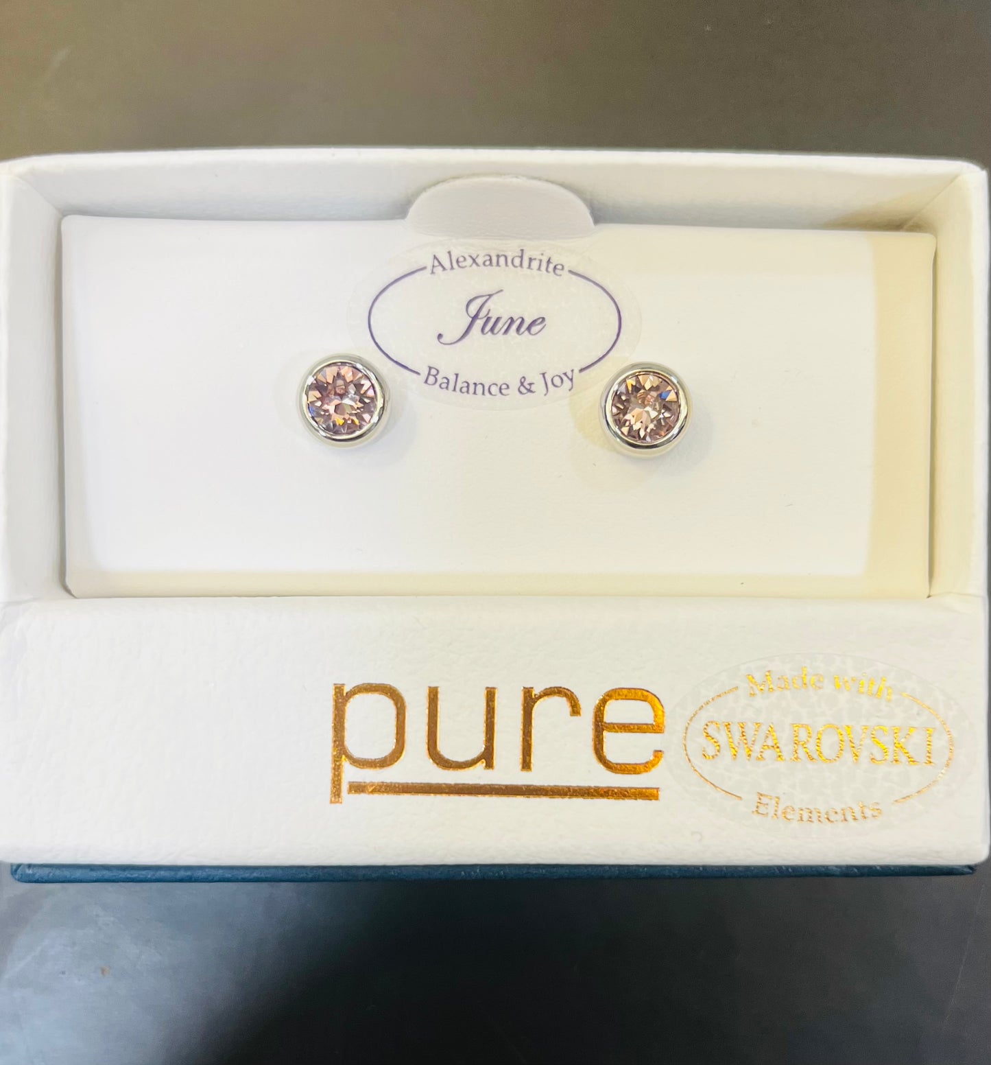 Swarovski Birthstone Earrings June Alexandrite