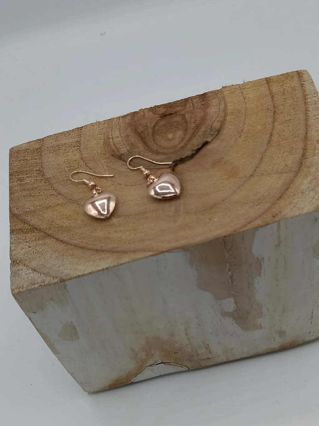 Earrings - Bling Drop Heart Earrings Rose Gold