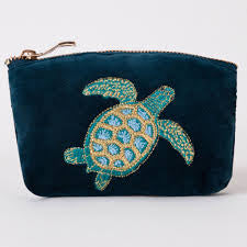 Elizabeth Scarlett - Turtle Blue - Velvet Coin Purse