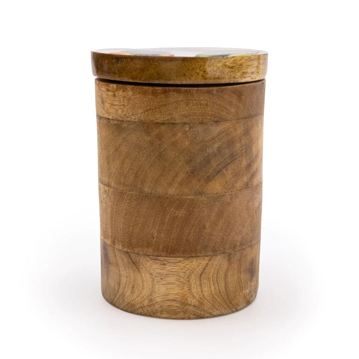 Orange Blossom Small Wooden Storage Jar