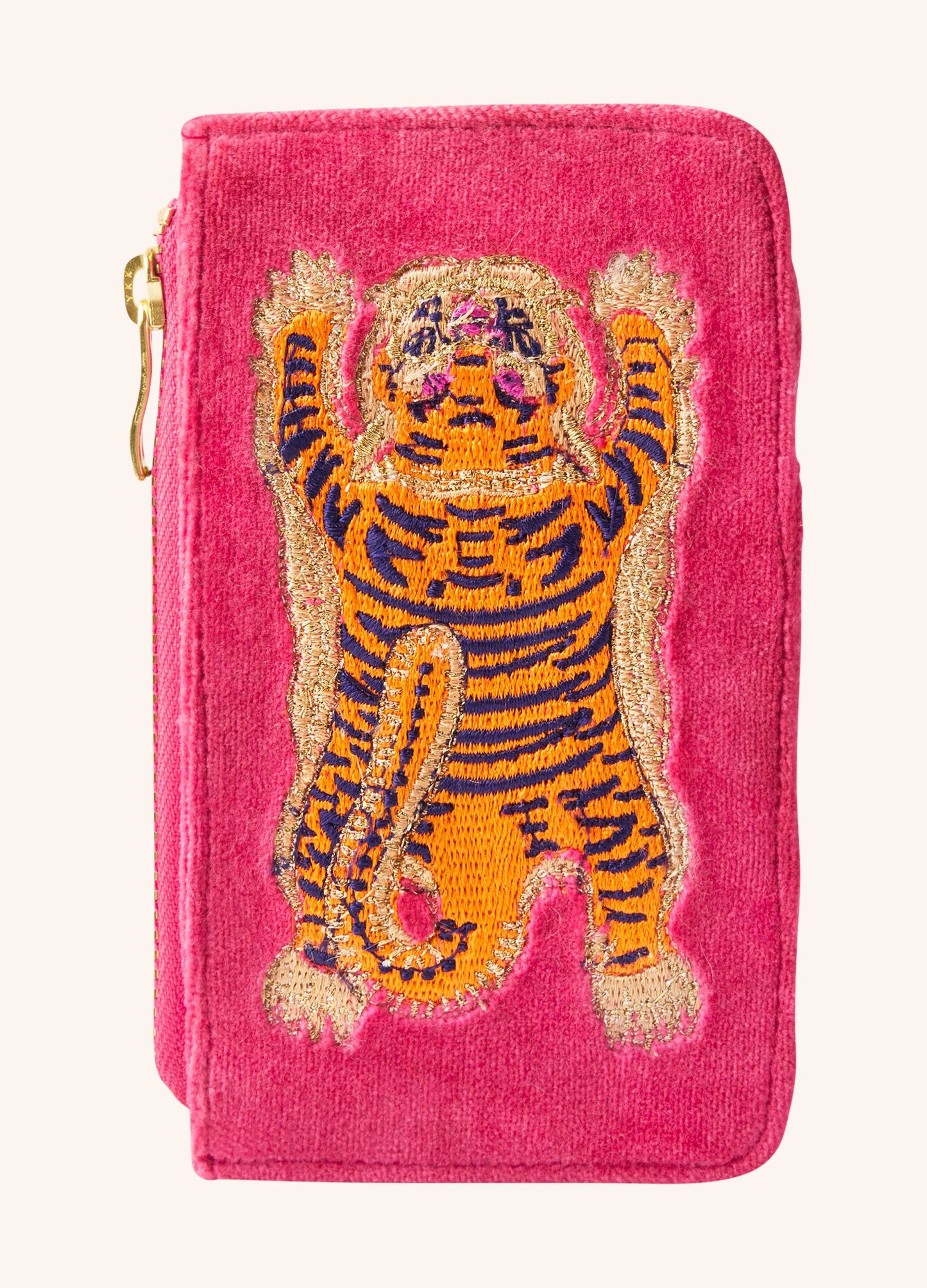 Velvet Card Holder - Ikat Tiger - Fuchsia