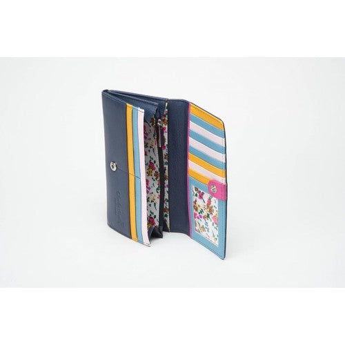 Blue Leather Multi Compartment Purse (RFID) - 603015