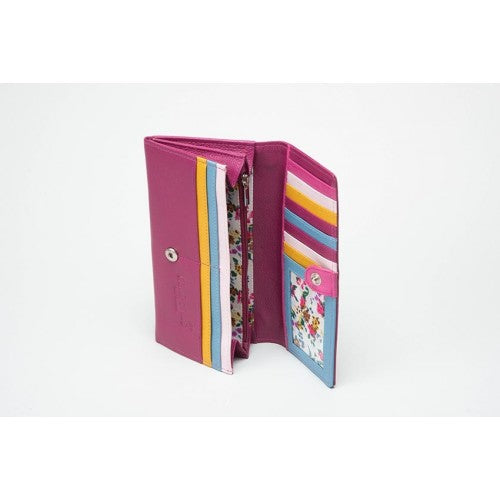 Pink Leather Multi Compartment Purse (RFID) - 603015