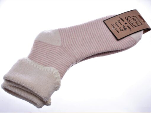 Cosy Toes White with Pink Stripe