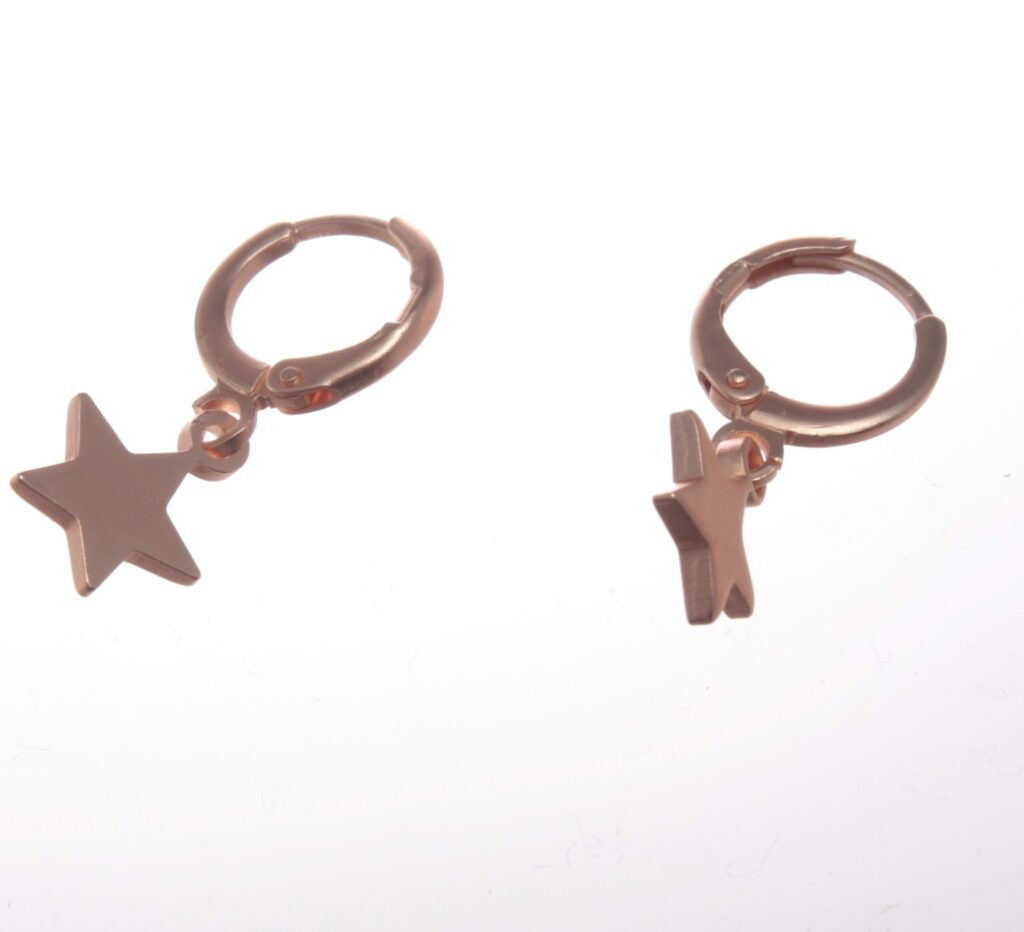 Earrings - Mini Star Huggie Earring Rose Gold