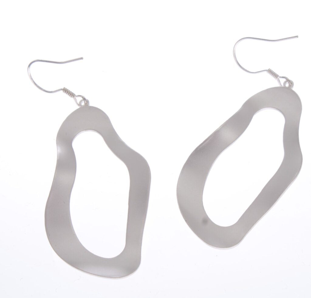 Earrings - Long Drop ‘The Scream’ Earring Matt Silver