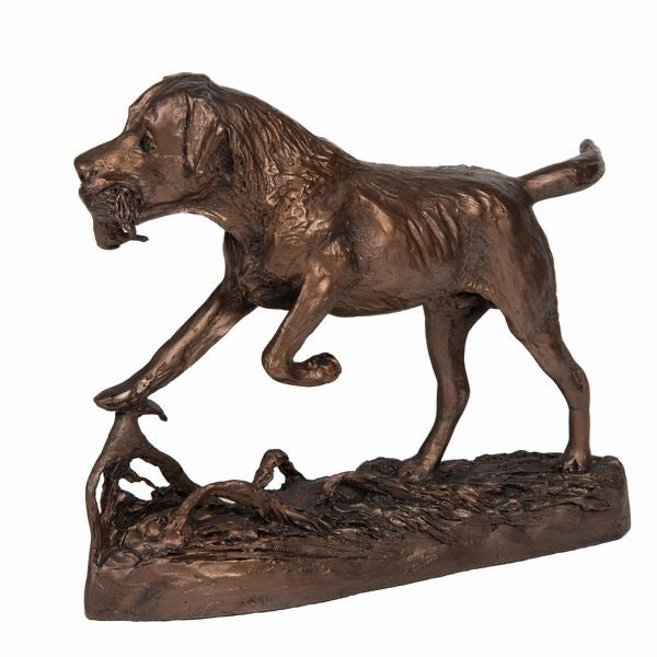Bronze Gundog retrieving Duck