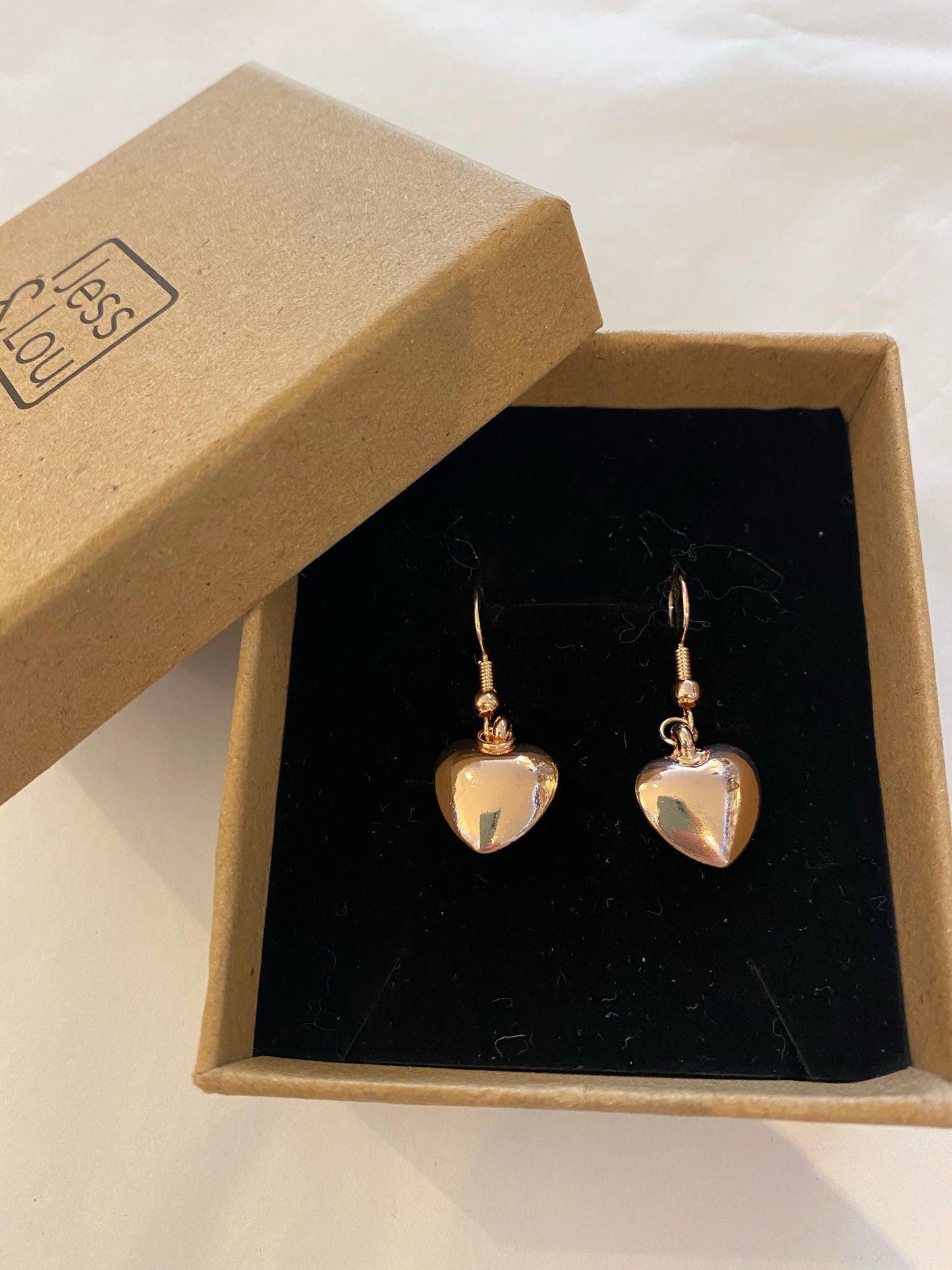 Earrings - Bling Drop Heart Earrings Rose Gold