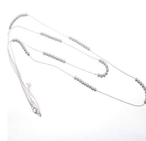 Long Double Fine Snake Chain Silver Necklace