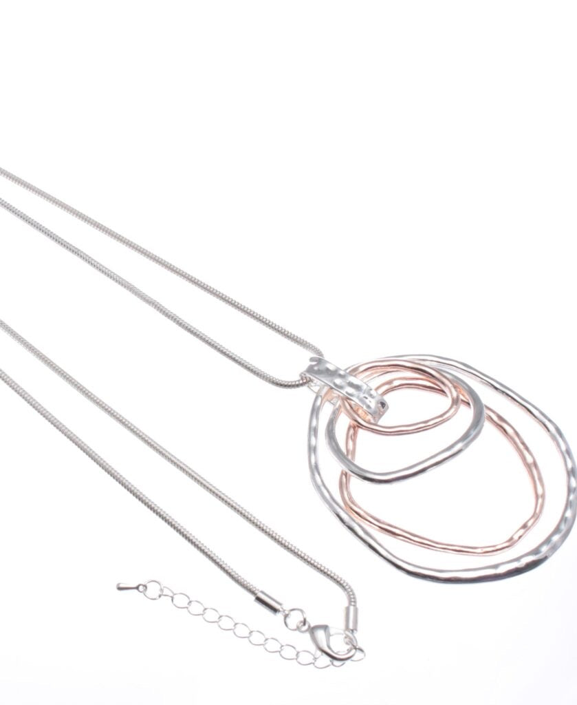 Long Abstract Triple Heart Multi Necklace