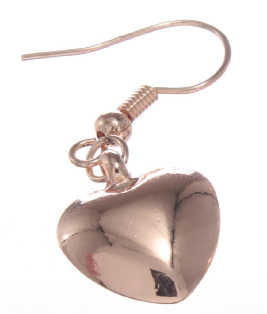 Earrings - Bling Drop Heart Earrings Rose Gold
