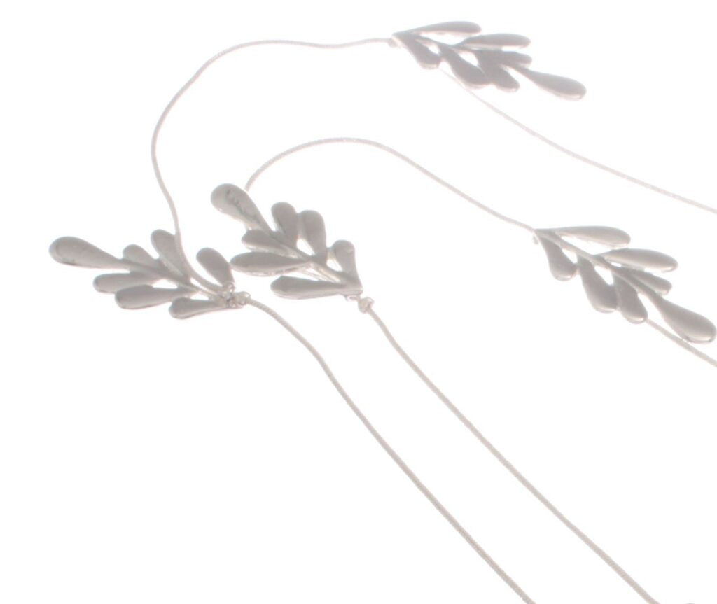 Long Cascading Silver Leaves Repeat Necklace