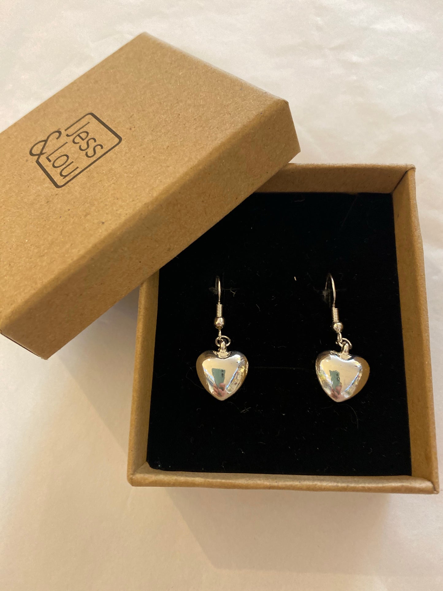 Earrings - Bling Drop Heart Earrings Silver