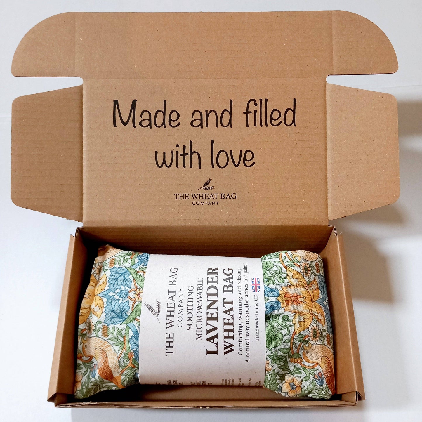William Morris Strawberry Thief Sky Cotton Wheat Bag: Lavender