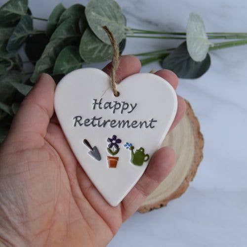 Gifts - Happy Retirement - Handmade ceramic heart