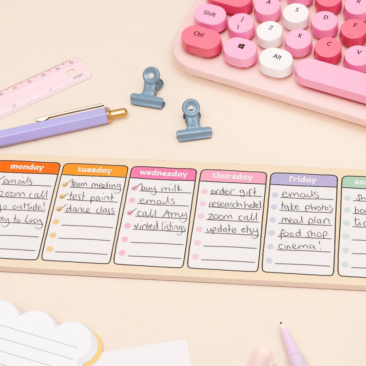 Days of the Week Keyboard Weekly Planner