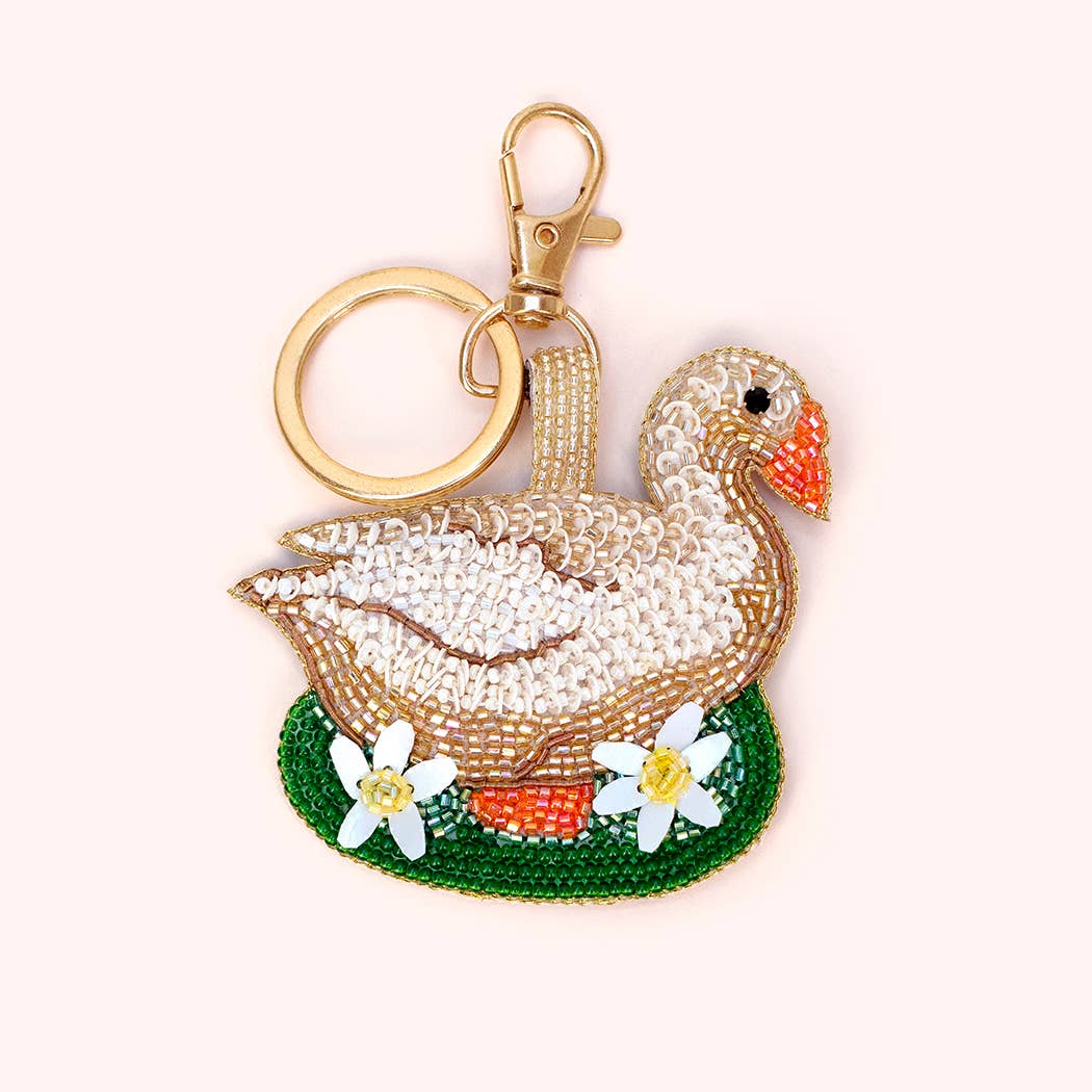 Beaded Keyring - Garden Goose: Garden Goose