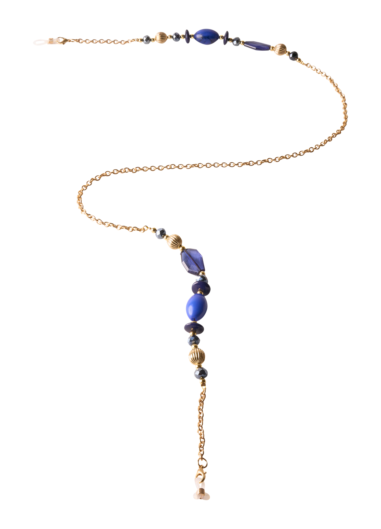 Sunglasses Chain - Bold Blue Beads: Blue
