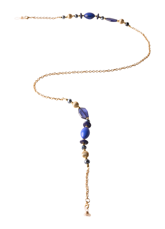 Sunglasses Chain - Bold Blue Beads: Blue