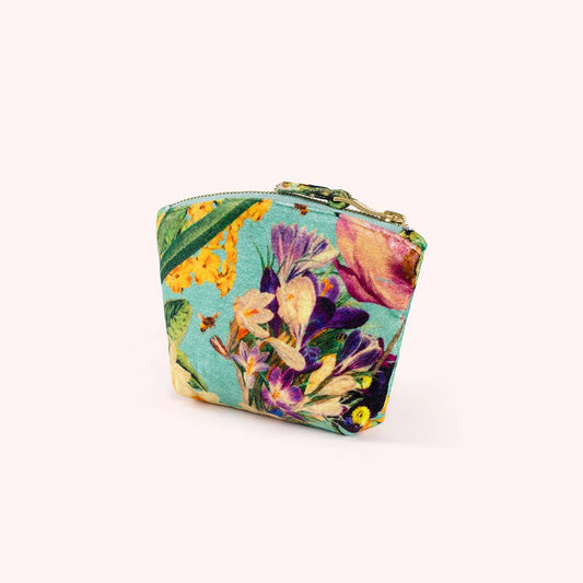 Printed Velvet Mini Pouch - Spring Flora