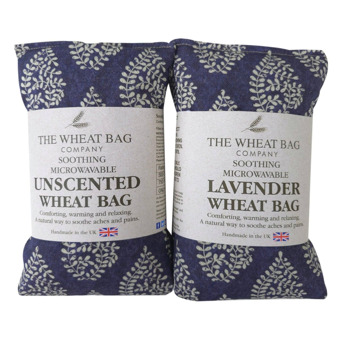 Fern Navy Linen/Cotton Wheat Bag: Unscented