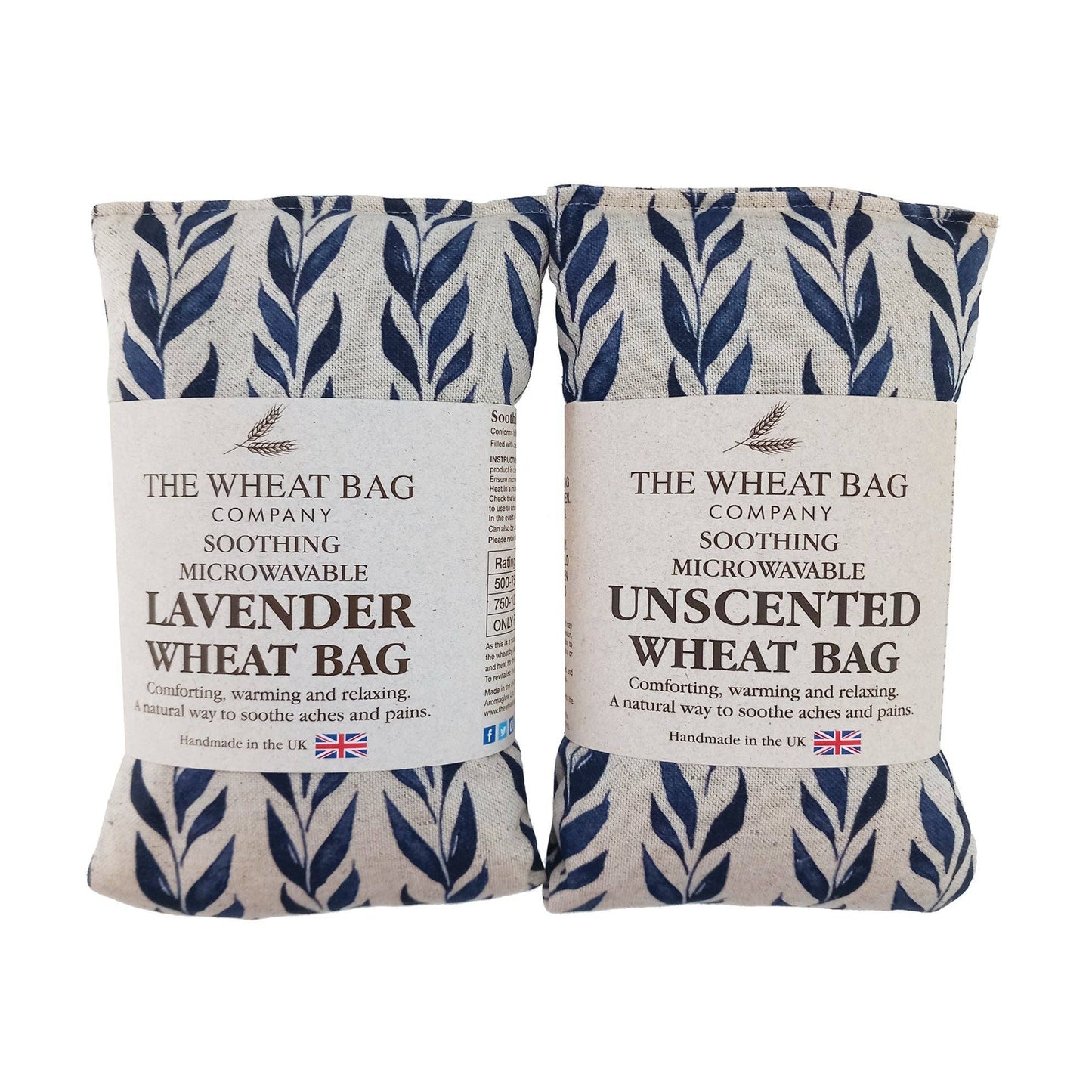 Navy Leaf Linen/Cotton Wheat Bag: Lavender
