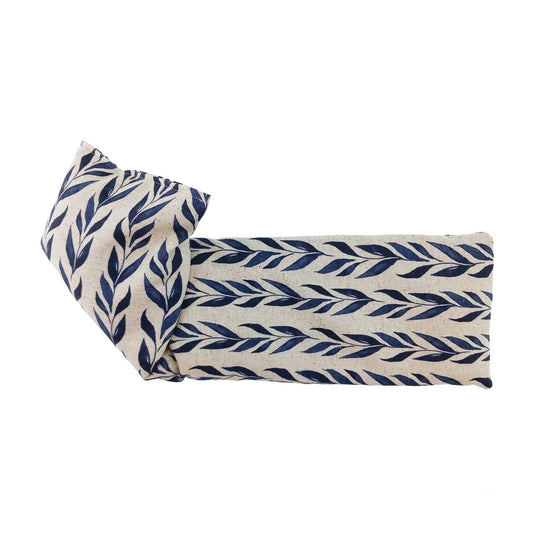 Navy Leaf Linen/Cotton Wheat Bag: Lavender