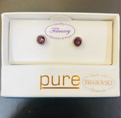 Swarovski Birthstone Earrings February Amethyst