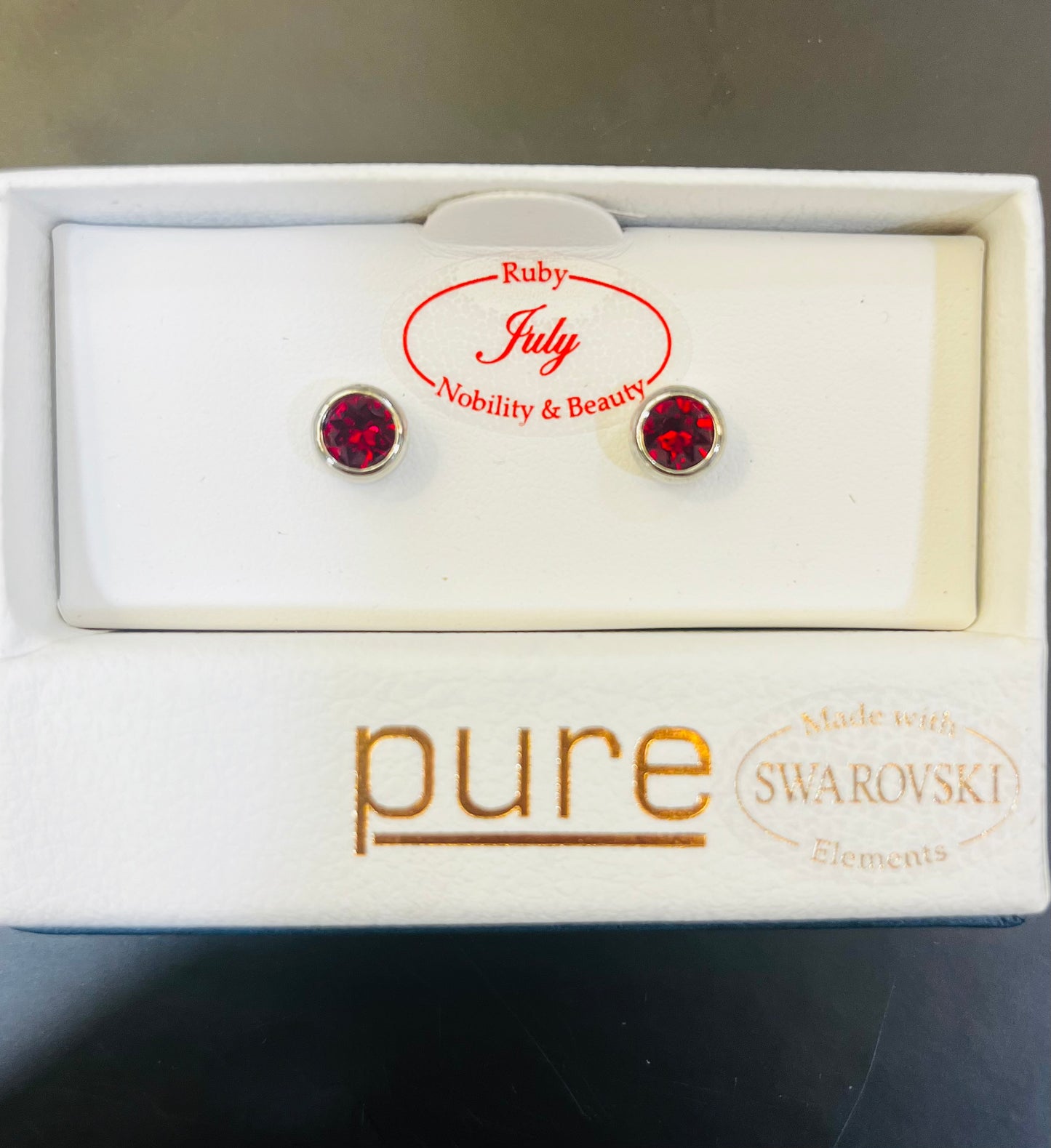 Swarovski Birthstone Earrings July Ruby