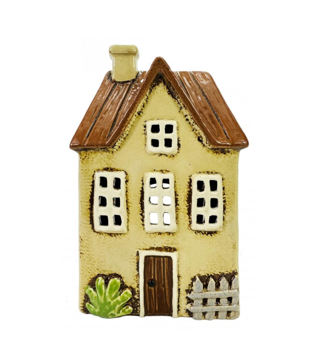 Yellow Ceramic Cottage - picket fence 5760