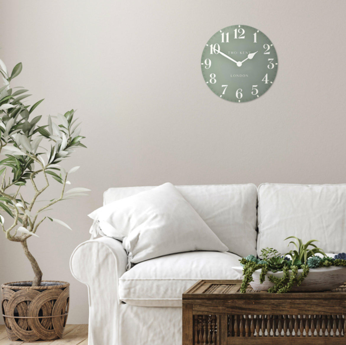 Arabic Lichen Green Large Wall Clock