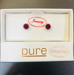 Swarovski Birthstone Earrings January Garnet