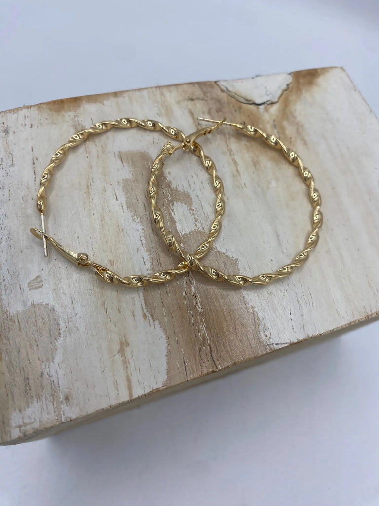 Earrings - Gold Twisted Hoop