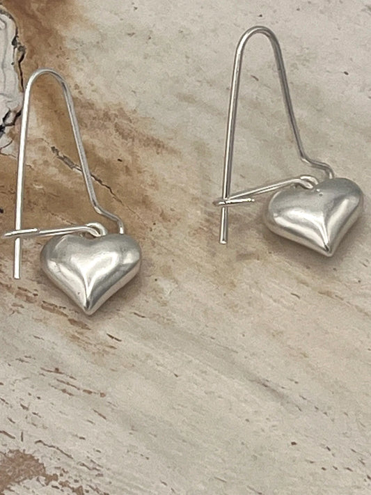 Earrings - Heart Drop Silver Matt Finish