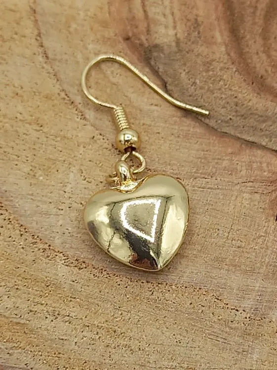 Earrings - Bling Drop Heart Earrings Gold