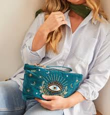 Elizabeth Scarlett - Celestial Eye Ink Blue - Velvet Everyday Pouch