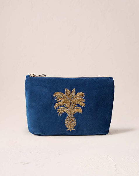 Elizabeth Scarlett - Pineapple Cobalt Blue - Velvet Mini Pouch