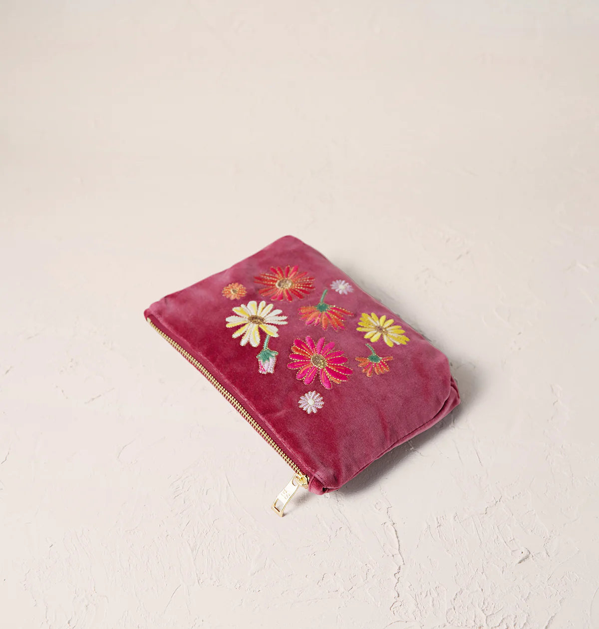 Elizabeth Scarlett - Wildflower Rose Pink - Velvet Mini Pouch