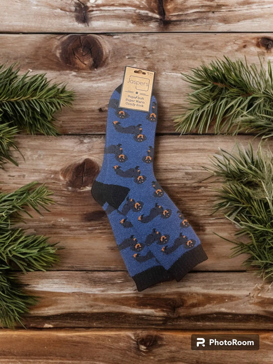 Jasper’s Comfy Socks 7-11 Dashing Dachshunds Blue