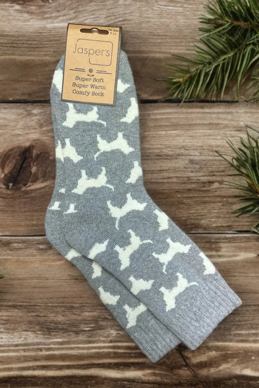 Jasper’s Comfy Socks 7-11 Dashing Dogs Grey