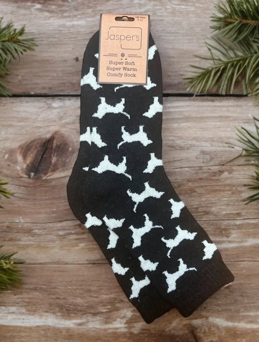 Jasper’s Comfy Socks 7-11 Dashing Dogs Black