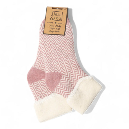 Cosy Toes Pink Herringbone