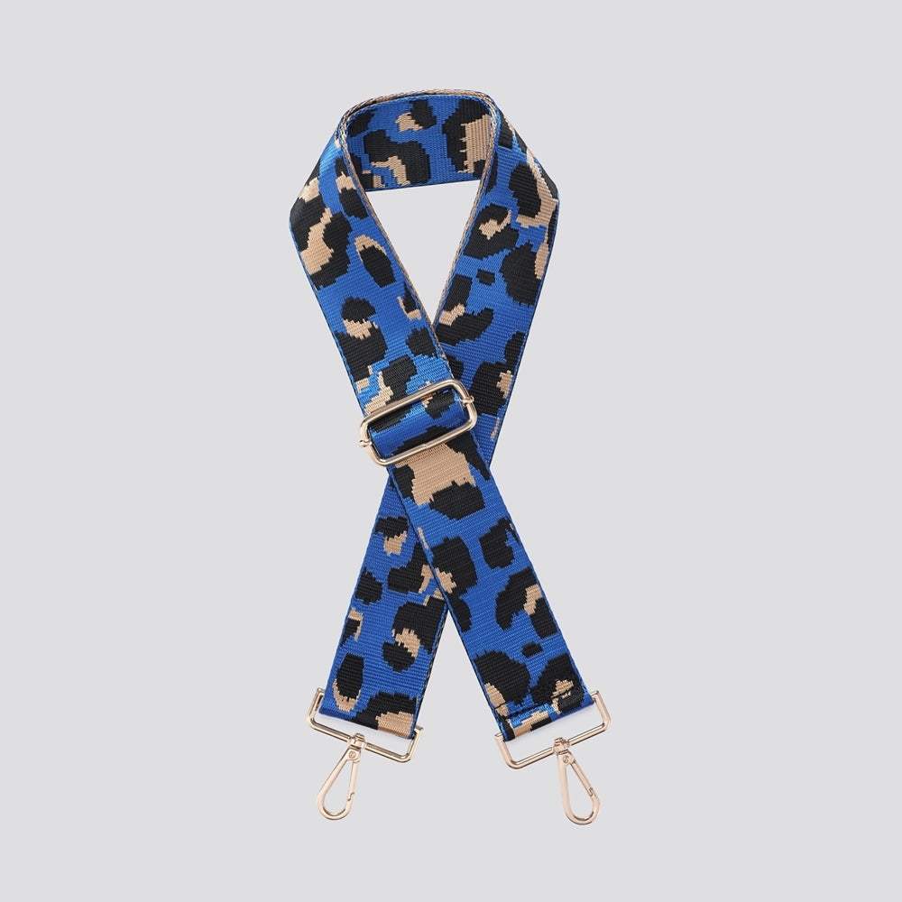 Crossbody Strap Bright Blue Leopard Print