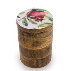 Pomegranate Small Wooden Storage Jar