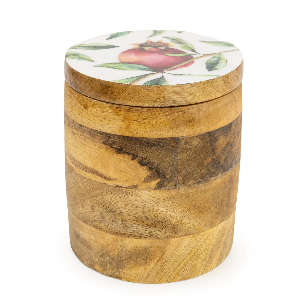 Pomegranate Small Wooden Storage Jar