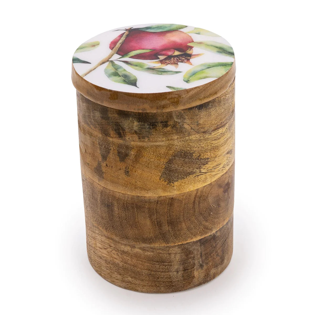 Pomegranate Small Wooden Storage Jar