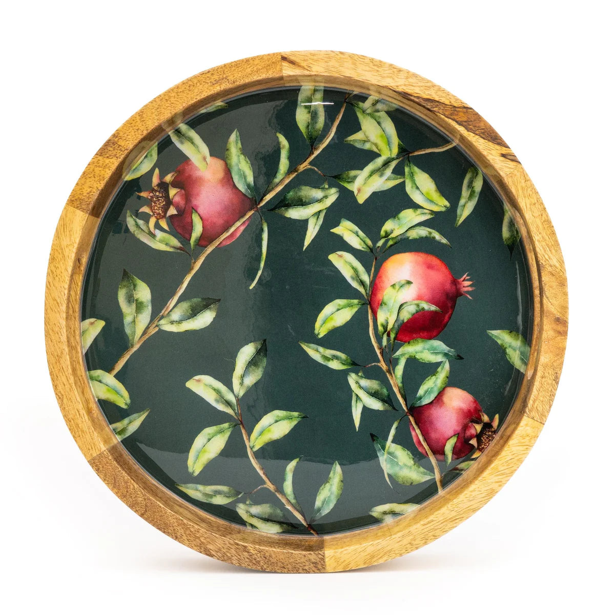 Pomegranate Round Wooden Tray