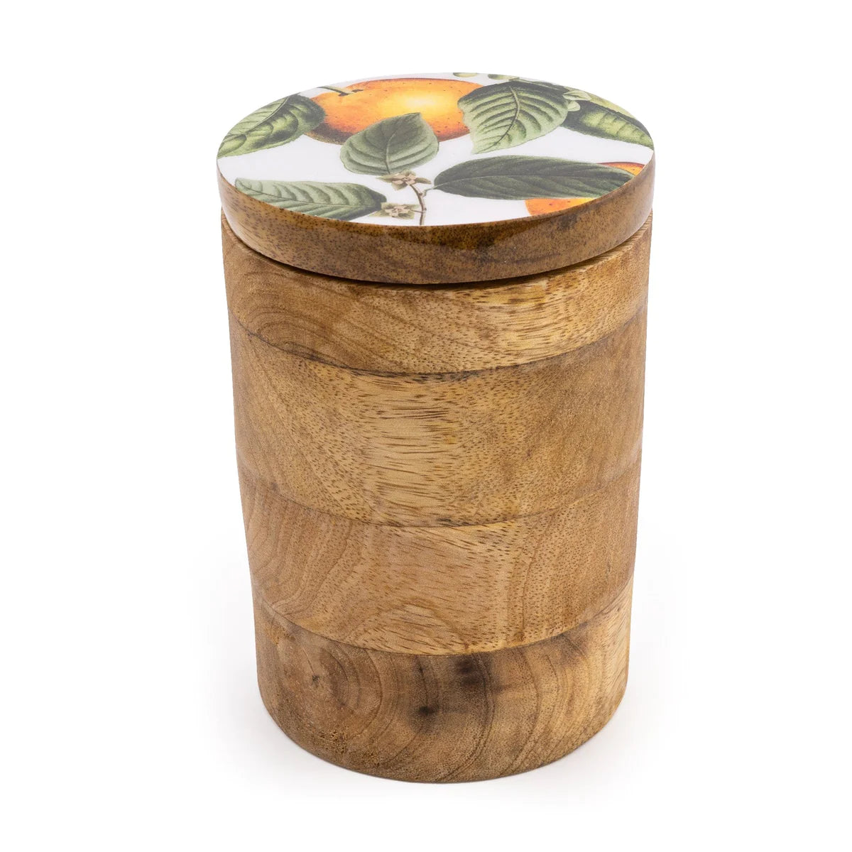 Orange Blossom Small Wooden Storage Jar