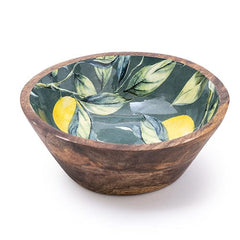Mediteranian Lemon & Leaves Mango Wooden Bowl